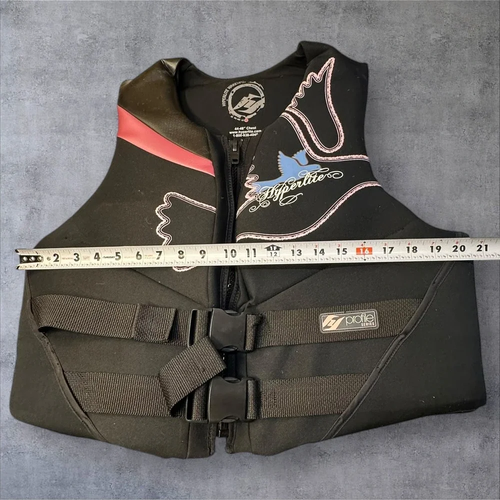 Hyperlite Wakeboard Life Vest Black‎ Pink Blue Bird Logo Adult XL 44 48 Chest - Picture 7 of 10